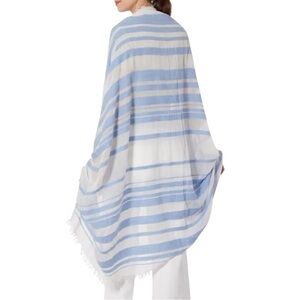 NWOT VINCE Striped Cashmere Blend Sarong/Scarf in Blue